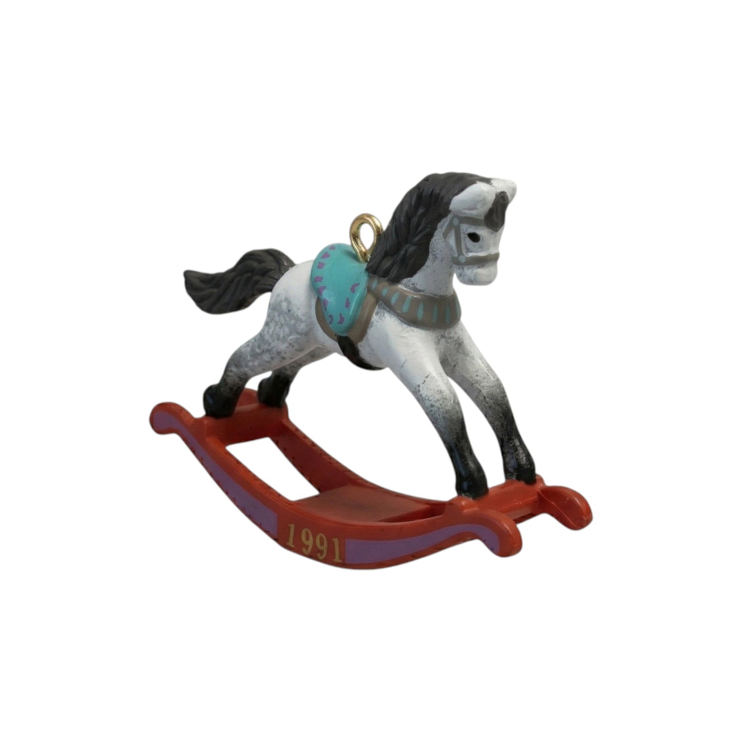 1991 Grey Arabian - Red Rockers Hallmark Ornament (Miniature Rocking Horse) QXM5637 Image5