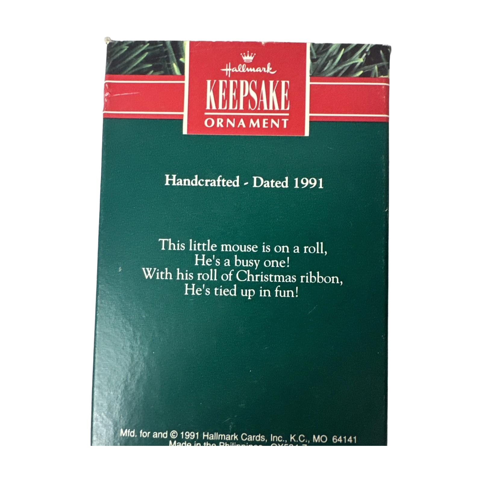 1991 On a Roll Hallmark Ornament (Mouse) QX5347 Image7
