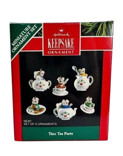 1991 Tiny Tea Party Set Hallmark Ornament (Six Mice) QXM5827