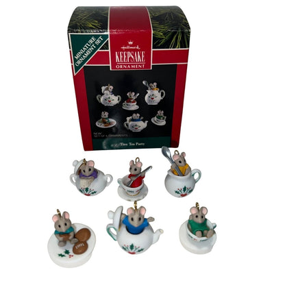 1991 Tiny Tea Party Set Hallmark Ornament (Six Mice) QXM5827
