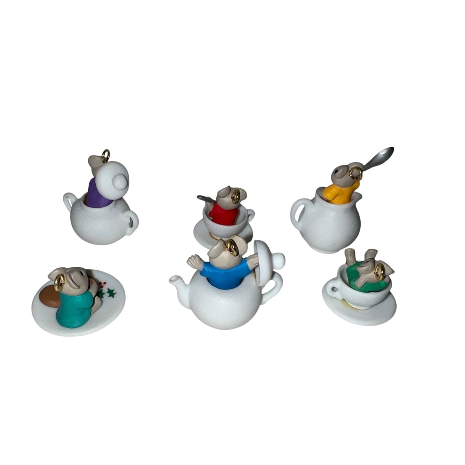 1991 Tiny Tea Party Set Hallmark Ornament (Six Mice) QXM5827