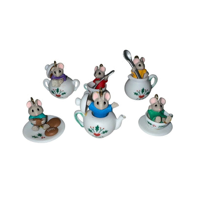 1991 Tiny Tea Party Set Hallmark Ornament (Six Mice) QXM5827