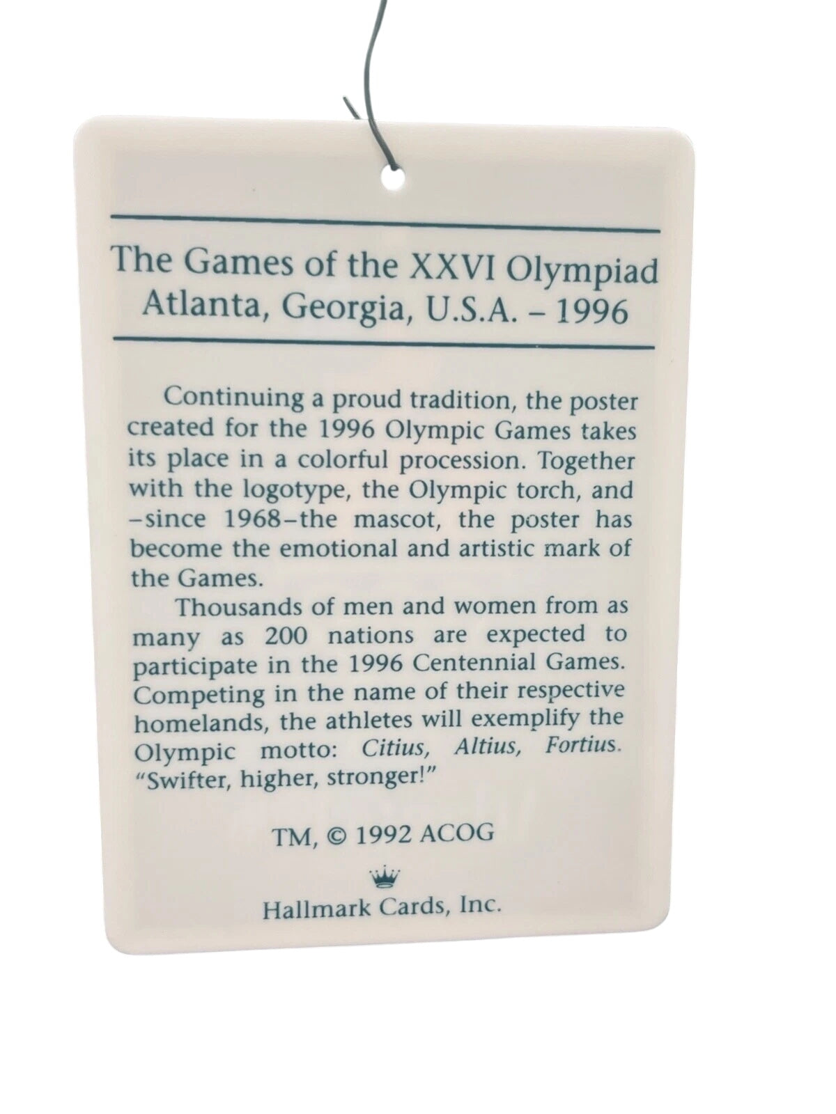 1992 Invitation to the Games Hallmark Ornament (Sports & Activities) QXE5511