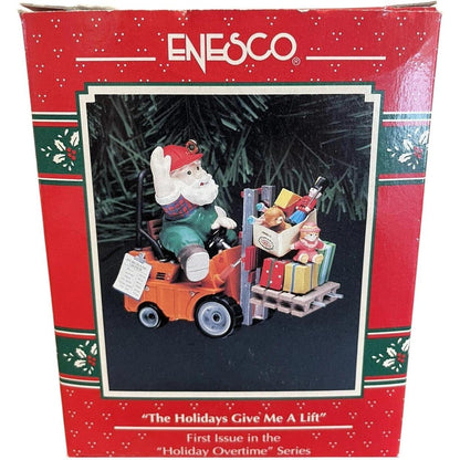 1992 The Holidays Give Me A Lift - First Issue in the "Holiday Overtime" Series Enesco Ornament (Santa Claus) 588865