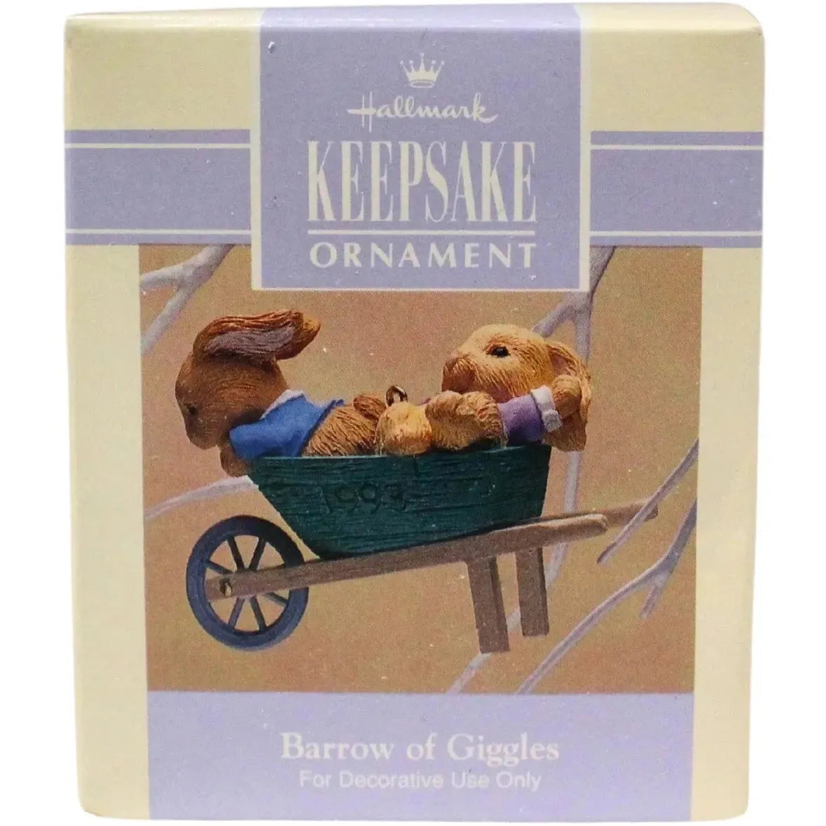 1992 Barrow of Giggles Rabbits Hallmark Ornament (Easter) QEO8402