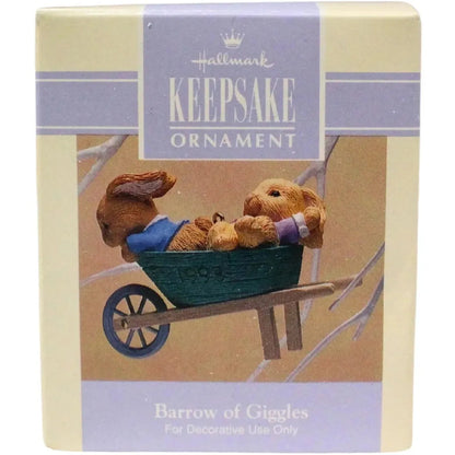 1992 Barrow of Giggles Rabbits Hallmark Ornament (Easter) QEO8402