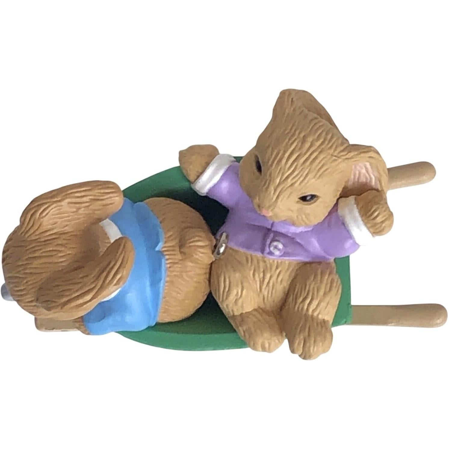 1992 Barrow of Giggles Rabbits Hallmark Ornament (Easter) QEO8402