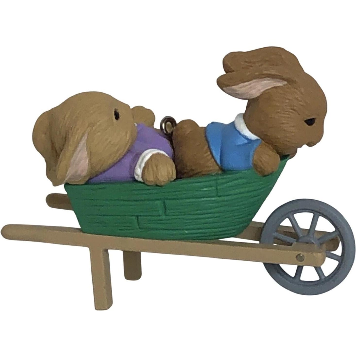 1992 Barrow of Giggles Rabbits Hallmark Ornament (Easter) QEO8402