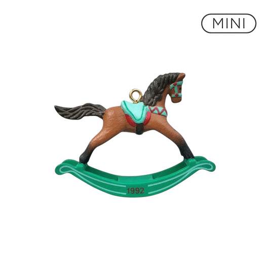 1992 Brown - Green Rockers Hallmark Ornament (Miniature Rocking Horse) QXM5454 Image1