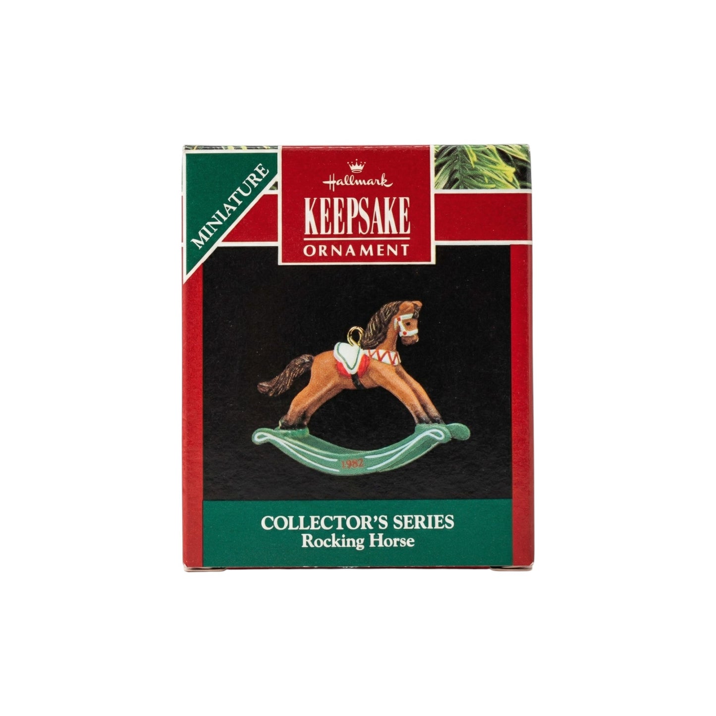1992 Brown - Green Rockers Hallmark Ornament (Miniature Rocking Horse) QXM5454 Image2
