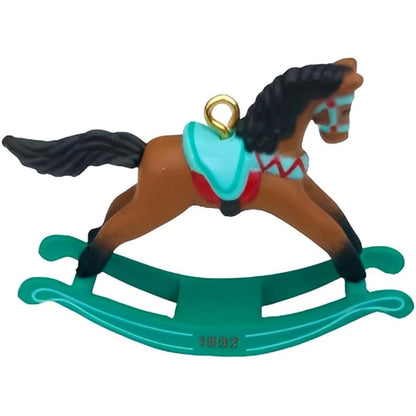 1992 Brown - Green Rockers Hallmark Ornament (Miniature Rocking Horse) QXM5454