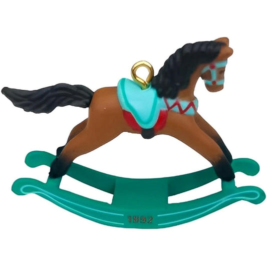 1992 Brown - Green Rockers Hallmark Ornament (Miniature Rocking Horse) QXM5454