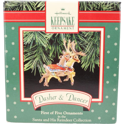 1992 Dasher & Dancer Hallmark Ornament (Santa and His Reindeer) XPR9735