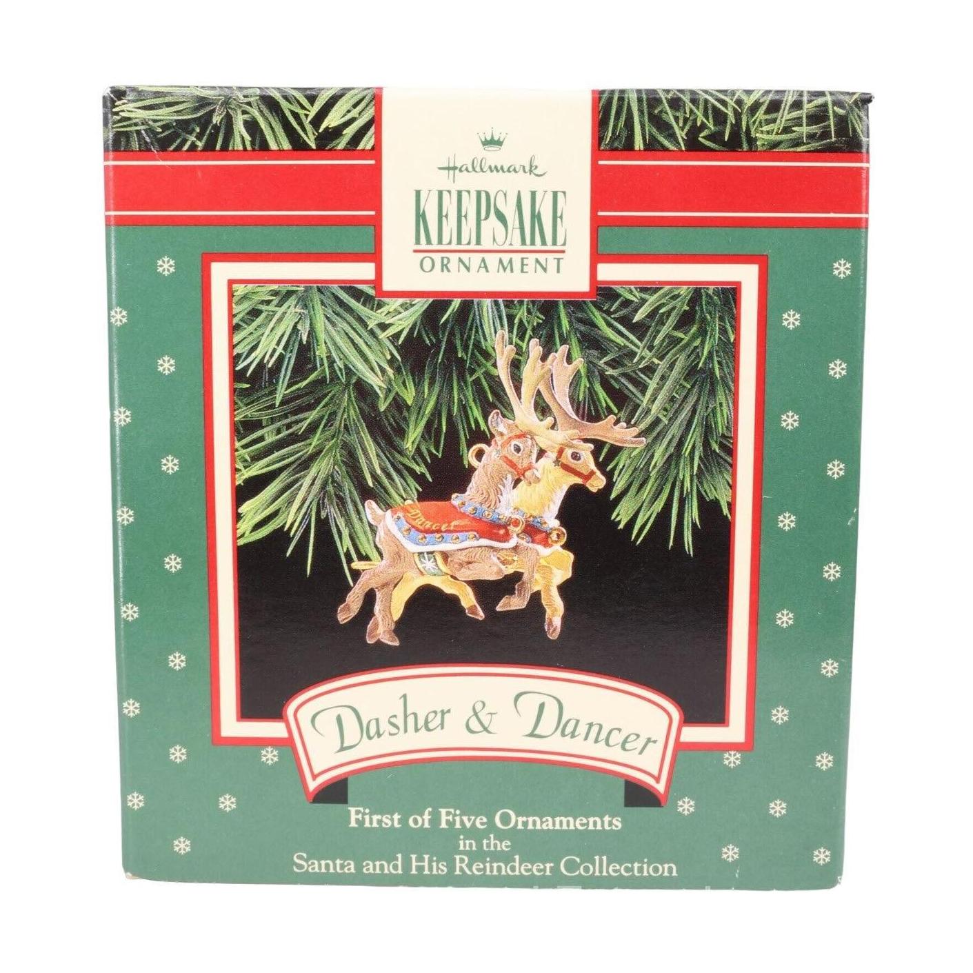 1992 Dasher & Dancer Hallmark Ornament (Santa and His Reindeer) XPR9735 Image2