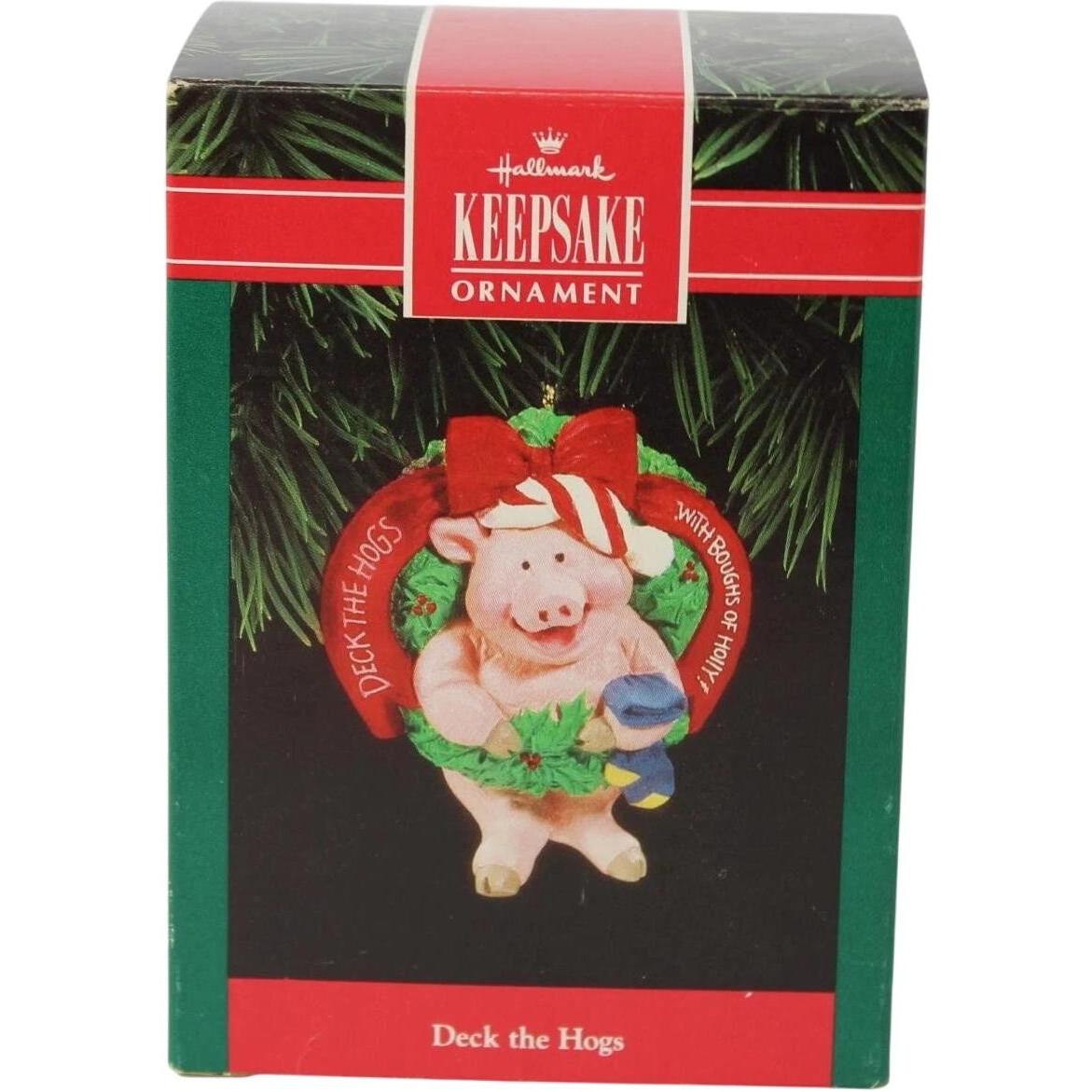 1992 Deck the Hogs Hallmark Ornament (Pig) QX5204
