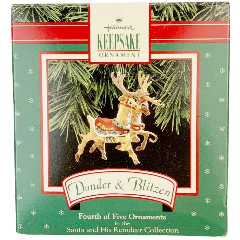 1992 Donder & Blitzen Hallmark Ornament (Santa and His Reindeer) XPR9738