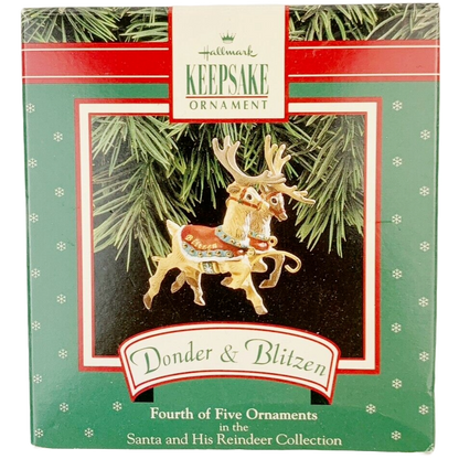 1992 Donder & Blitzen Hallmark Ornament (Santa and His Reindeer) XPR9738