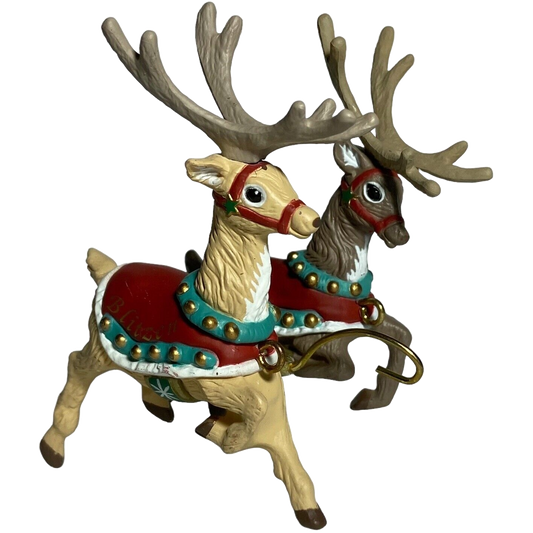 1992 Donder & Blitzen Hallmark Ornament (Santa and His Reindeer) XPR9738