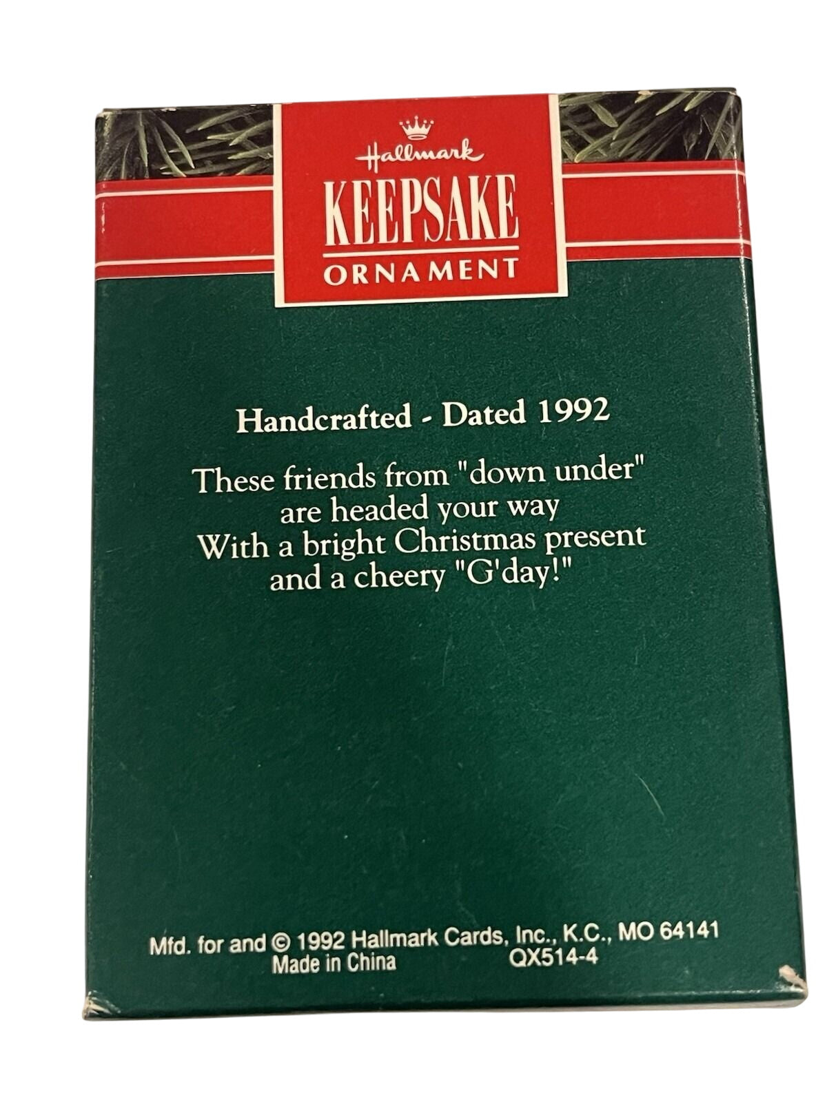 1992 Down‑Under Holiday Hallmark Ornament (Kangaroo with Joey) QX5144