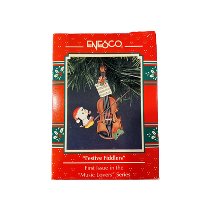 1992 Festive Fiddlers - First Issue in the " Music Lovers" Series Enesco Ornament (Penguins) 586501 Image2