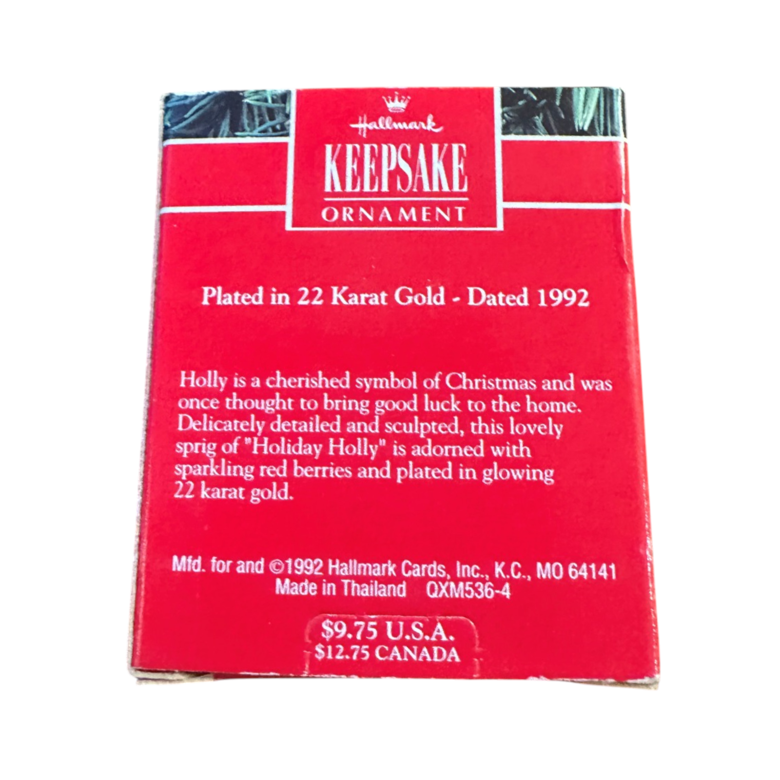 1992 Holiday Holly Hallmark Ornament (Precious Edition) QXM5364