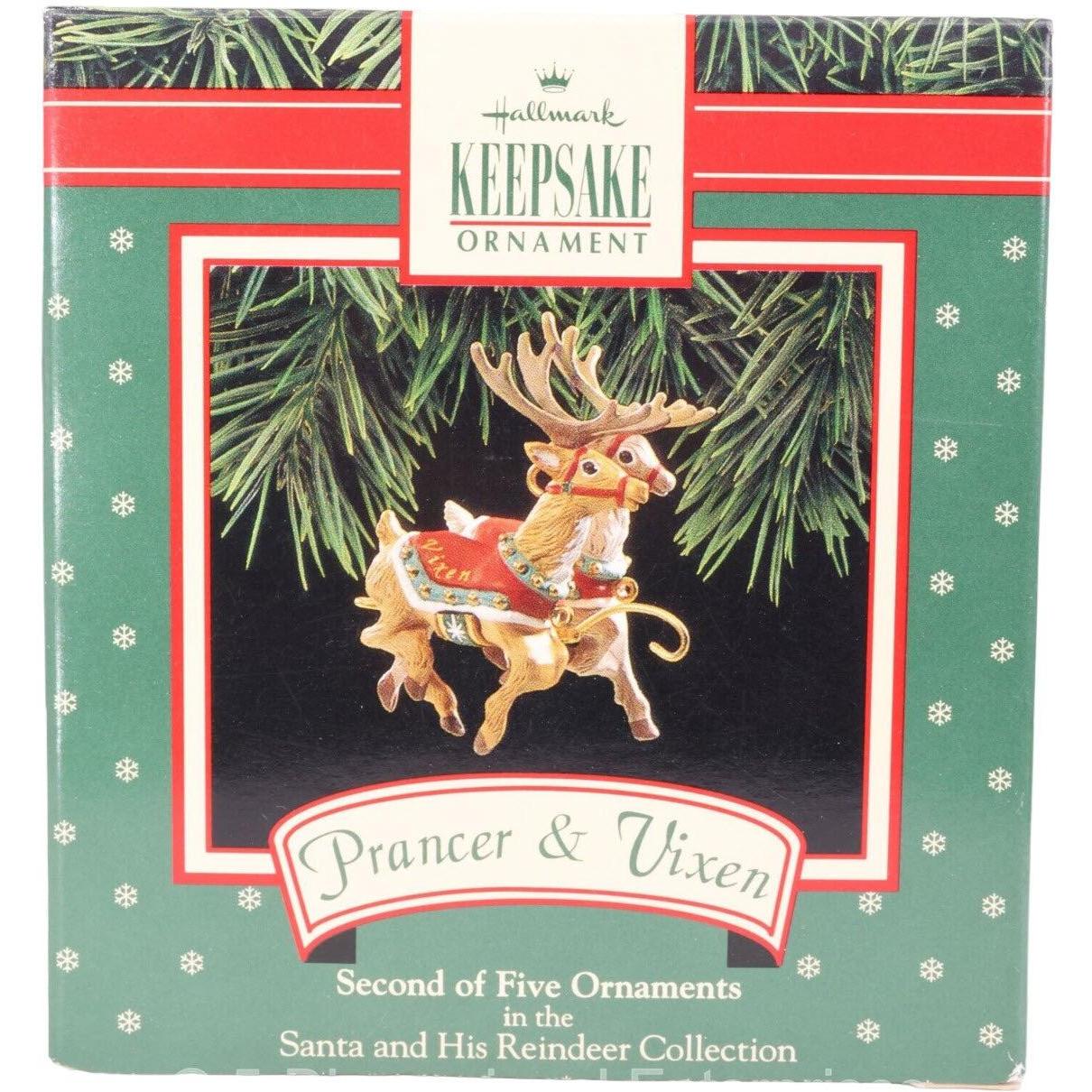 1992 Prancer & Vixen Hallmark Ornament (Santa and His Reindeer) XPR9736