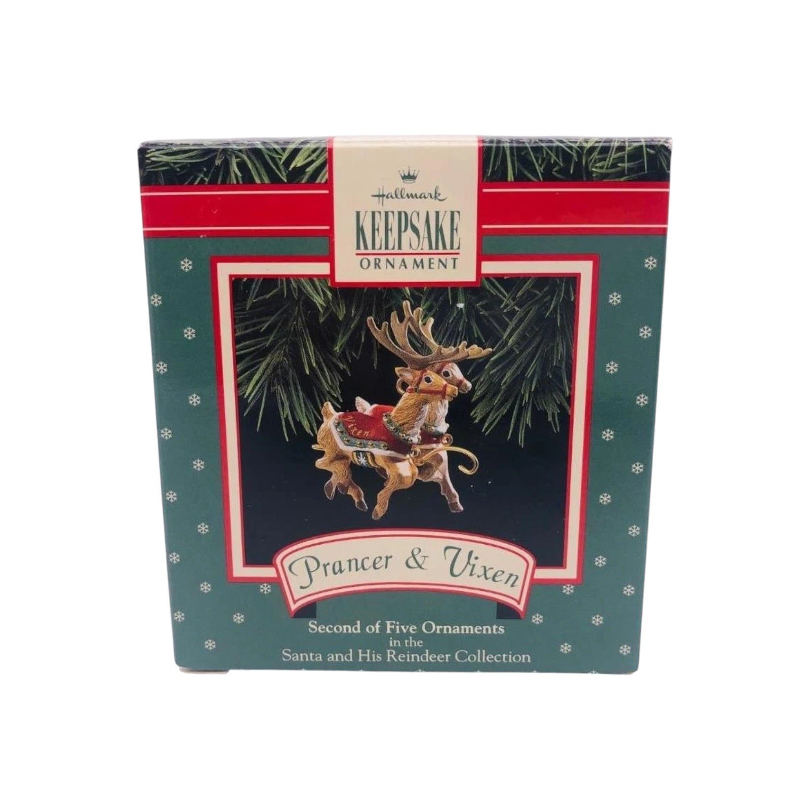 1992 Prancer & Vixen Hallmark Ornament (Santa and His Reindeer) XPR9736 Image2