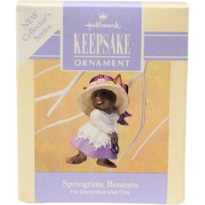 1992 Purple and White Dress Hallmark Ornament (Springtime Bonnets) QEO8322