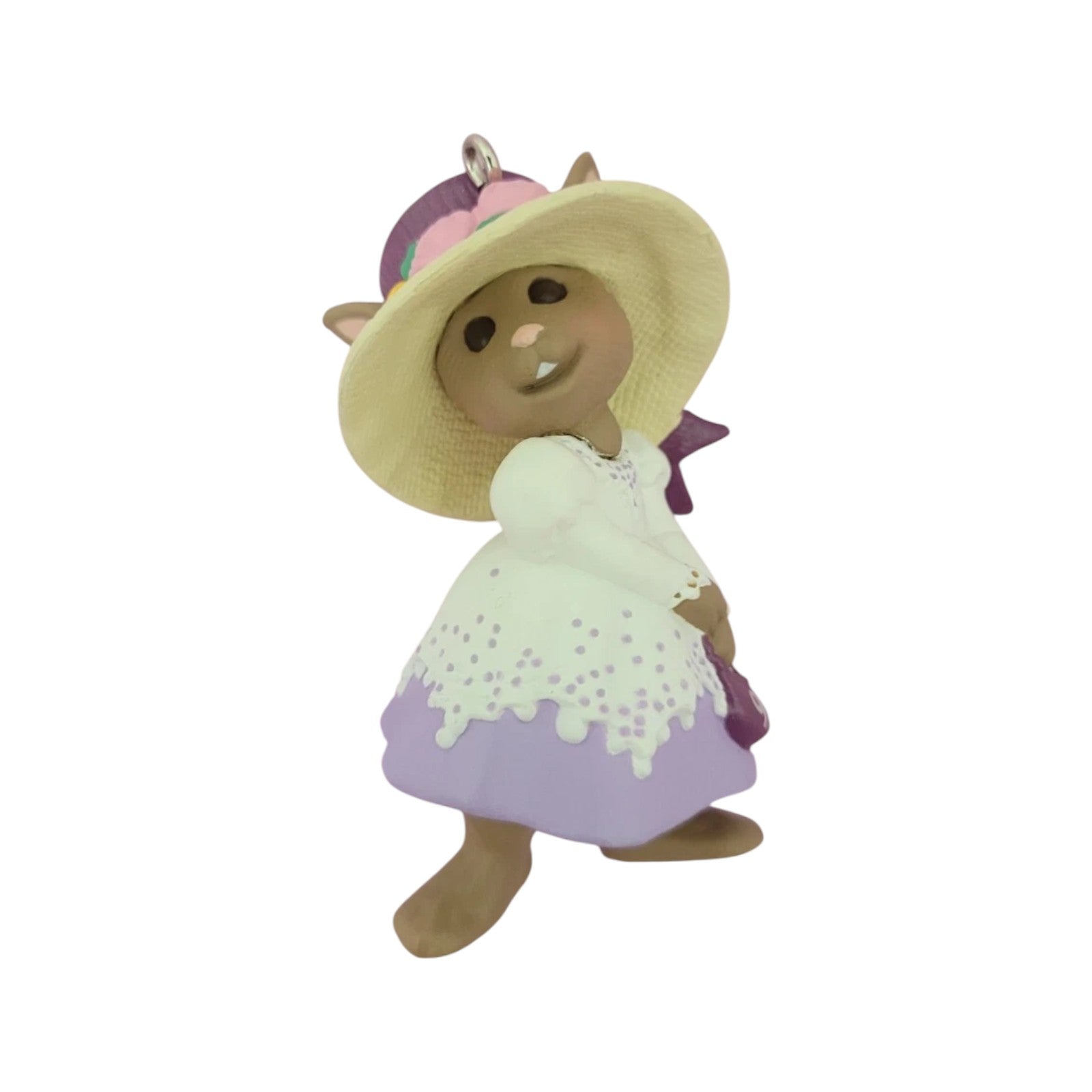 1992 Purple and White Dress Hallmark Ornament (Springtime Bonnets) QEO8322 Image1