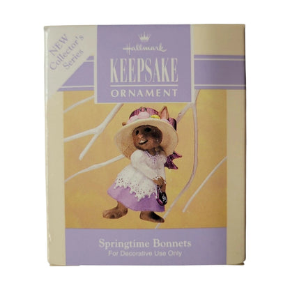 1992 Purple and White Dress Hallmark Ornament (Springtime Bonnets) QEO8322 Image2
