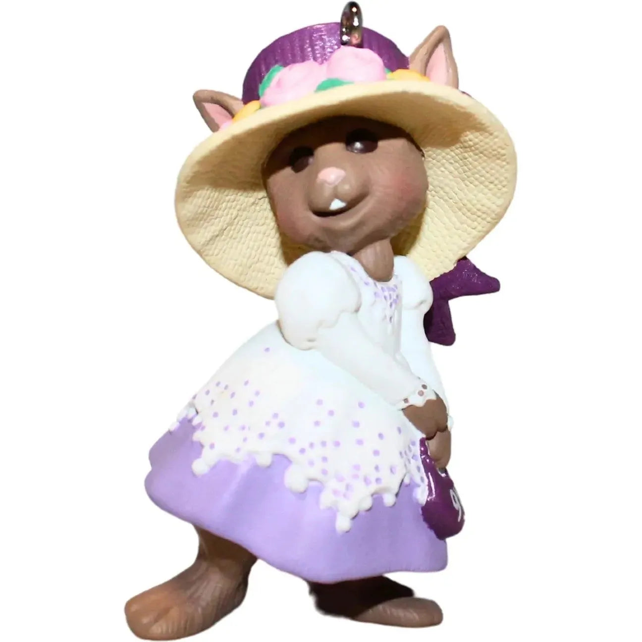 1992 Purple and White Dress Hallmark Ornament (Springtime Bonnets) QEO8322