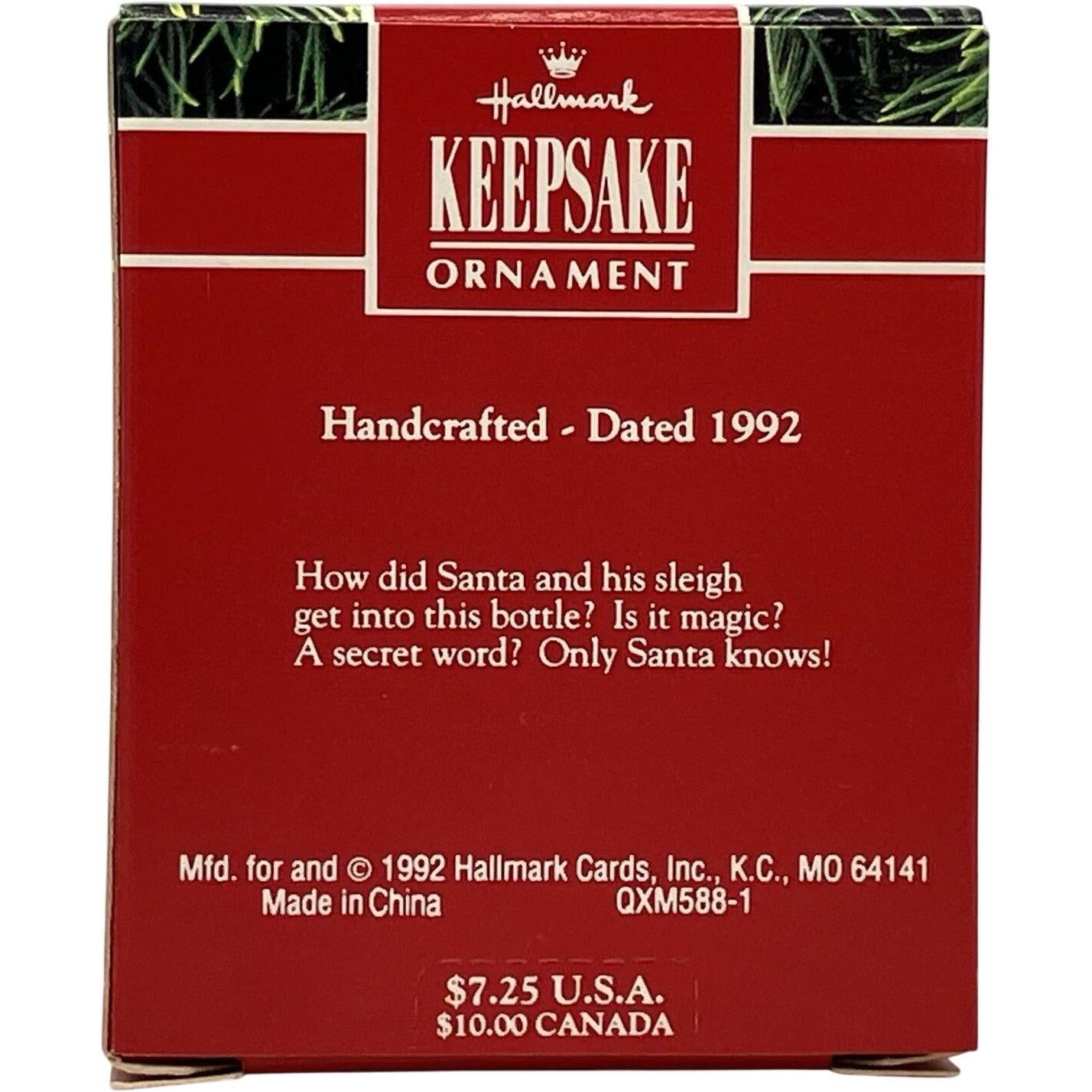 1992 Santa in a Bottle Hallmark Ornament (Inside Story) QXM5881