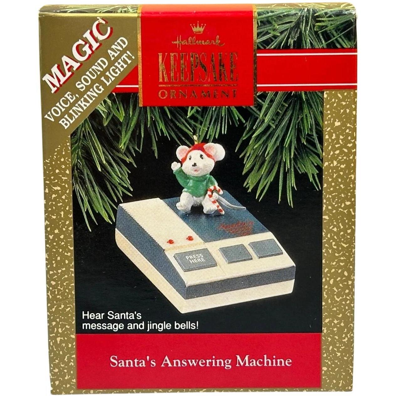 1992 Santa's Answering Machine Hallmark Ornament (Mouse) QLX7241