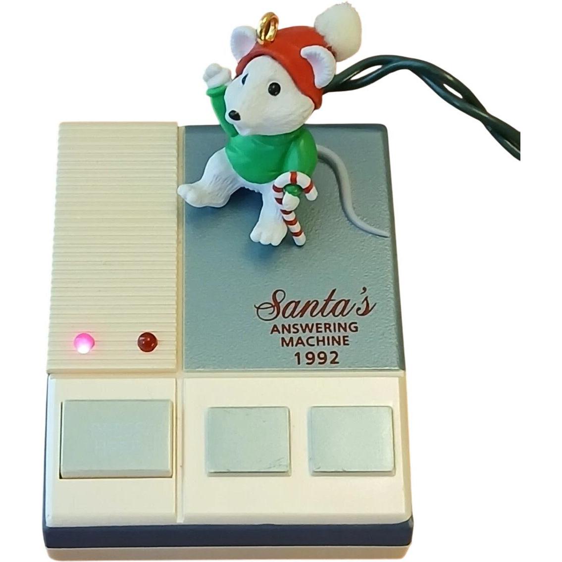 1992 Santa's Answering Machine Hallmark Ornament (Mouse) QLX7241