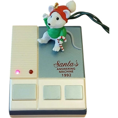 1992 Santa's Answering Machine Hallmark Ornament (Mouse) QLX7241