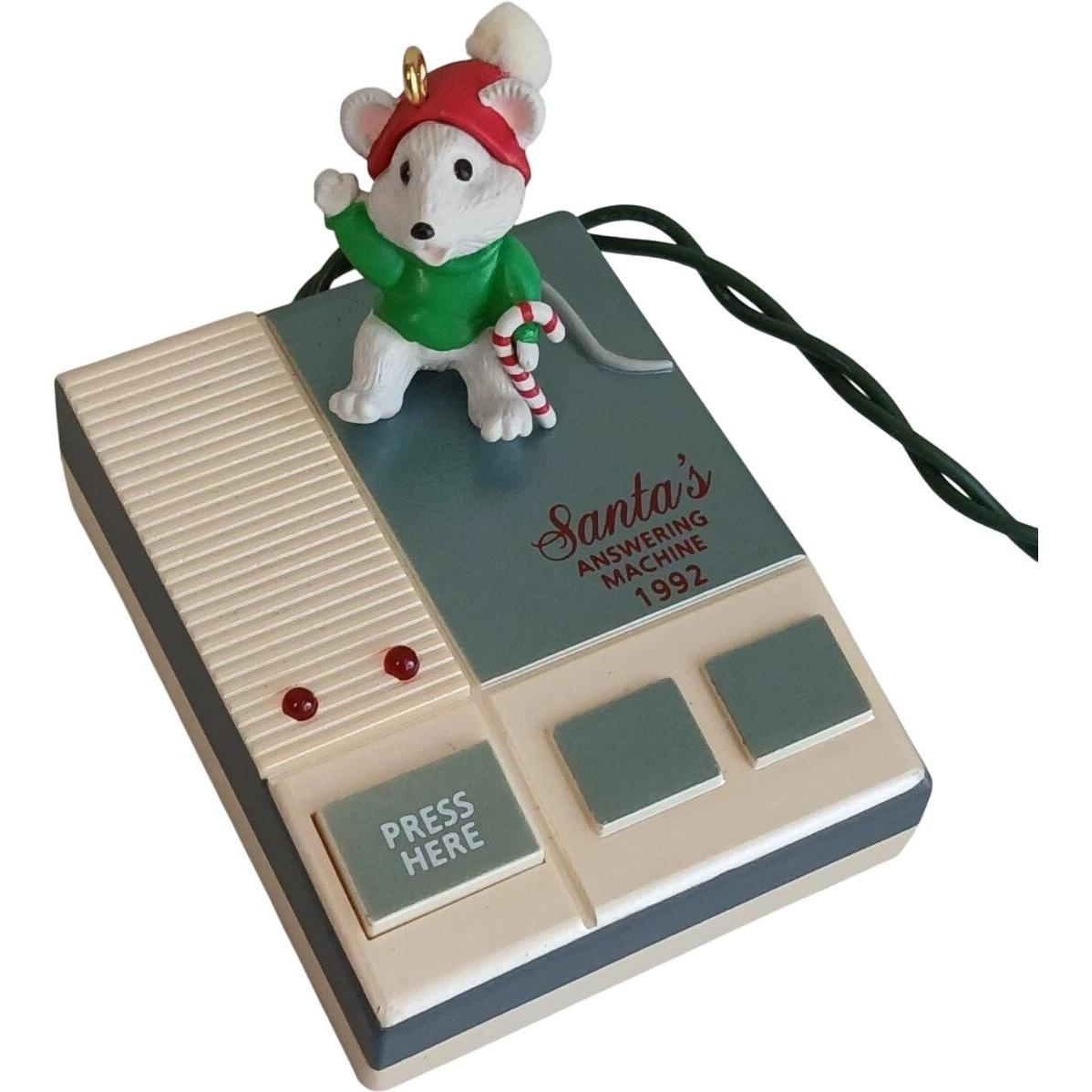 1992 Santa's Answering Machine Hallmark Ornament (Mouse) QLX7241