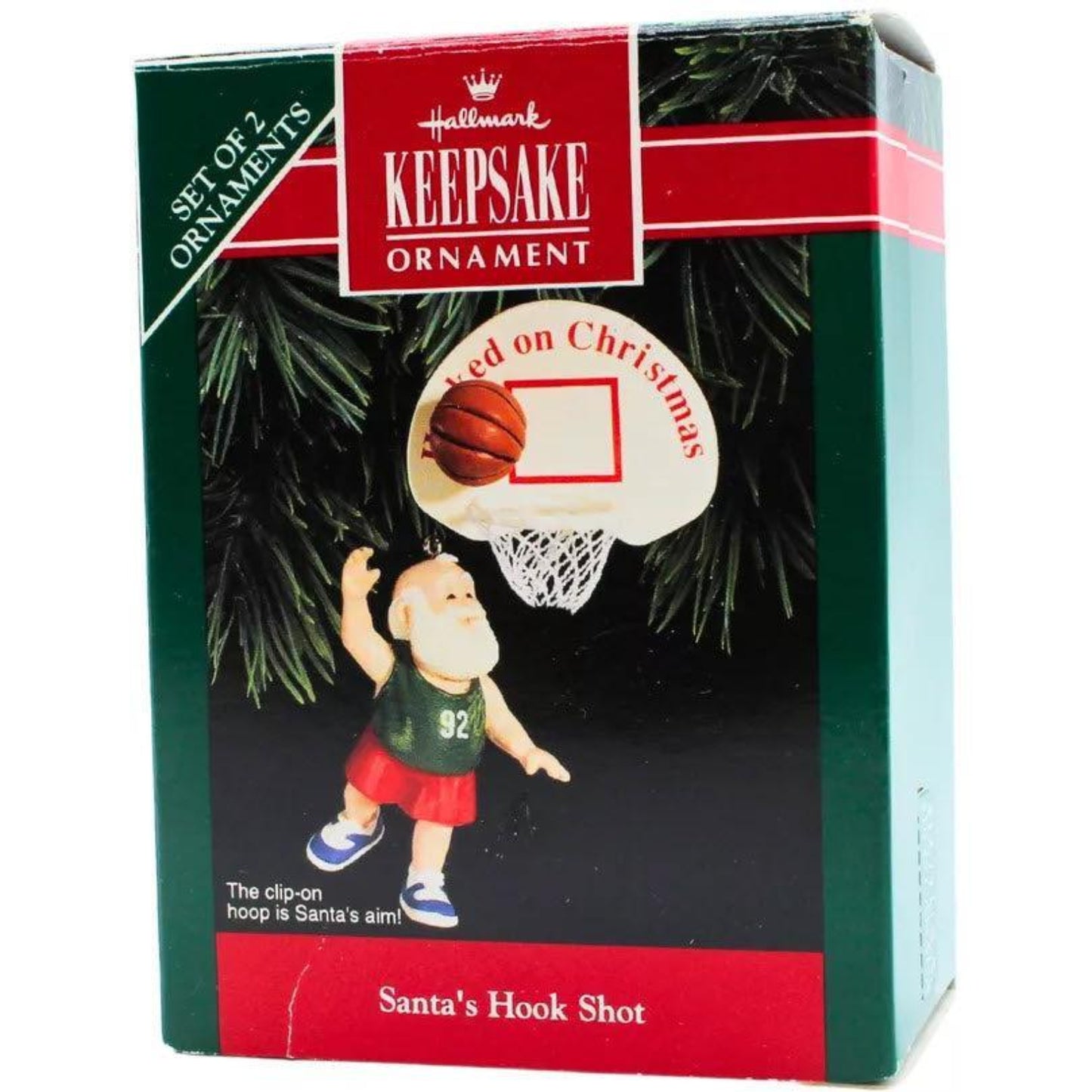 1992 Santa's Hook Shot Hallmark Ornament (Basketball) QX5434