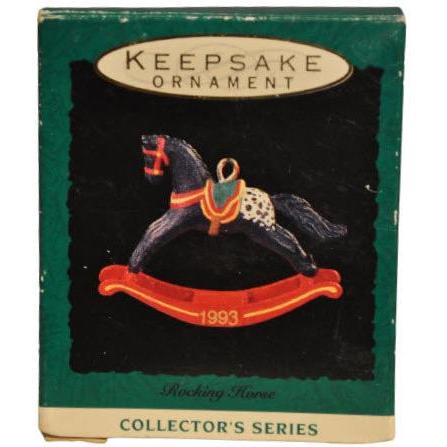 1993 Appaloosa Black with Red Rocker Hallmark Ornament (Miniature Rocking Horse) QXM5112