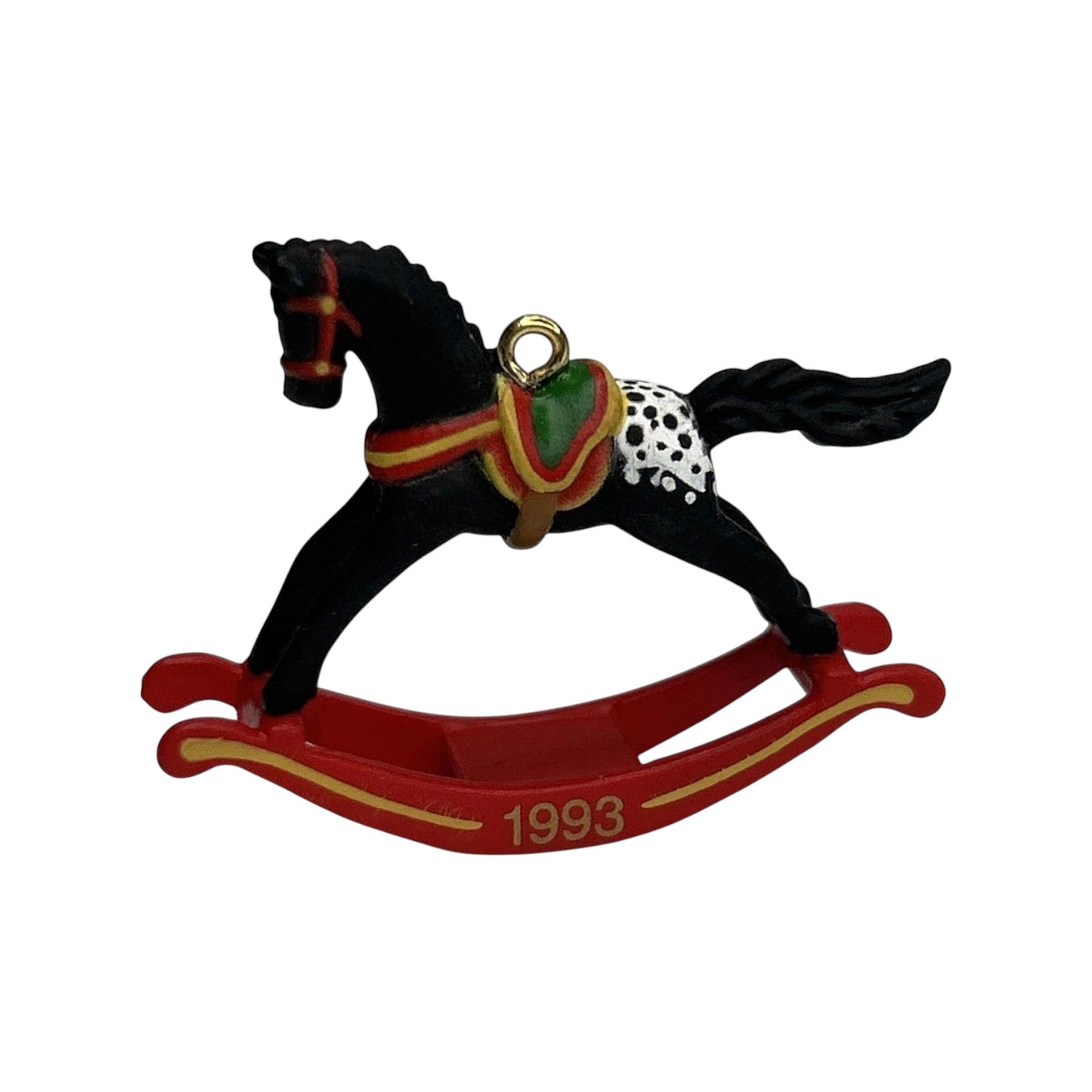 1993 Appaloosa Black with Red Rocker Hallmark Ornament (Miniature Rocking Horse) QXM5112 Image4