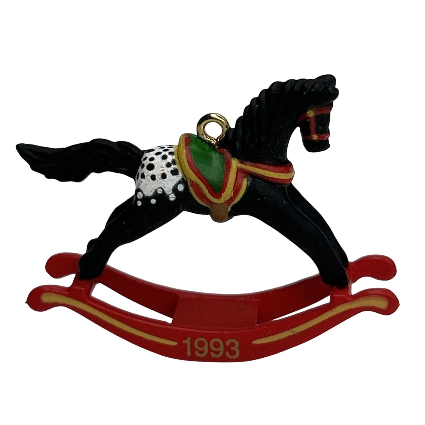 1993 Appaloosa Black with Red Rocker Hallmark Ornament (Miniature Rocking Horse) QXM5112 Image6