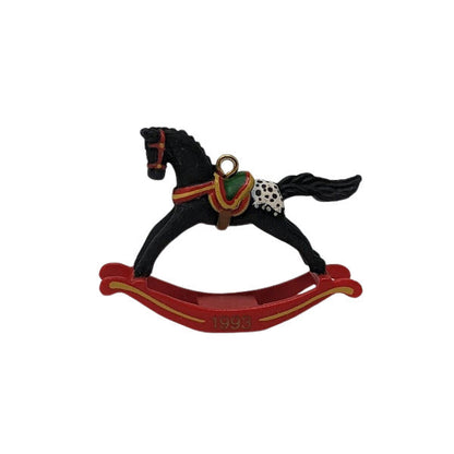 1993 Appaloosa Black with Red Rocker Hallmark Ornament (Miniature Rocking Horse) QXM5112