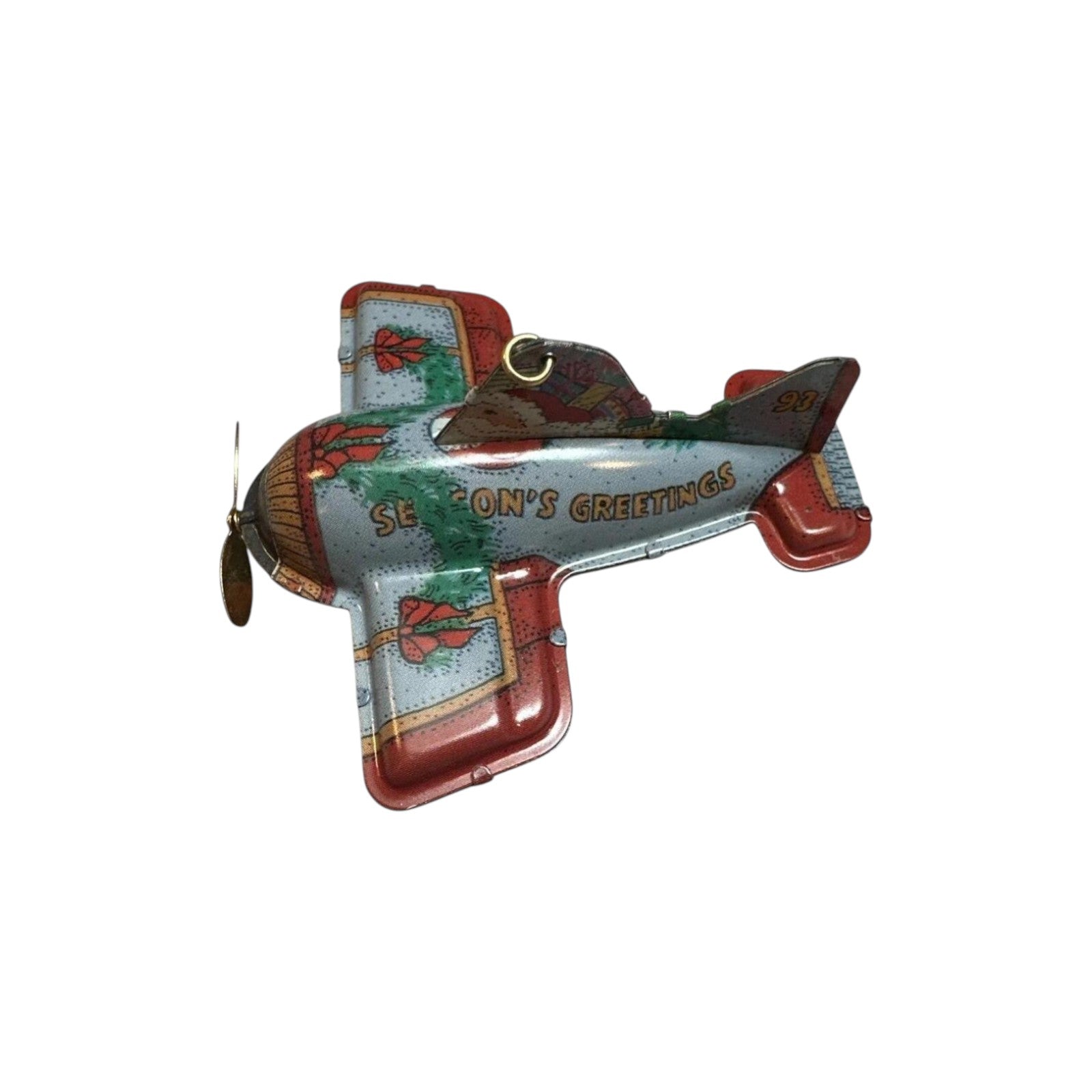 1993 Tin Airplane Hallmark Ornament (Holiday Fliers) QX5622 Image1