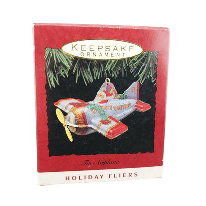 1993 Tin Airplane Hallmark Ornament (Holiday Fliers) QX5622 Image2