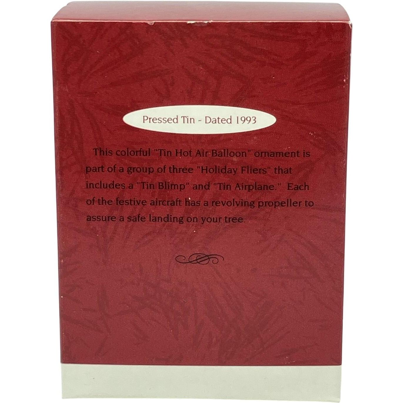 1993 TinHot Air Balloon Hallmark Ornament (Hot Air Balloon) QX5615