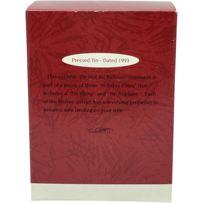1993 TinHot Air Balloon Hallmark Ornament (Hot Air Balloon) QX5615