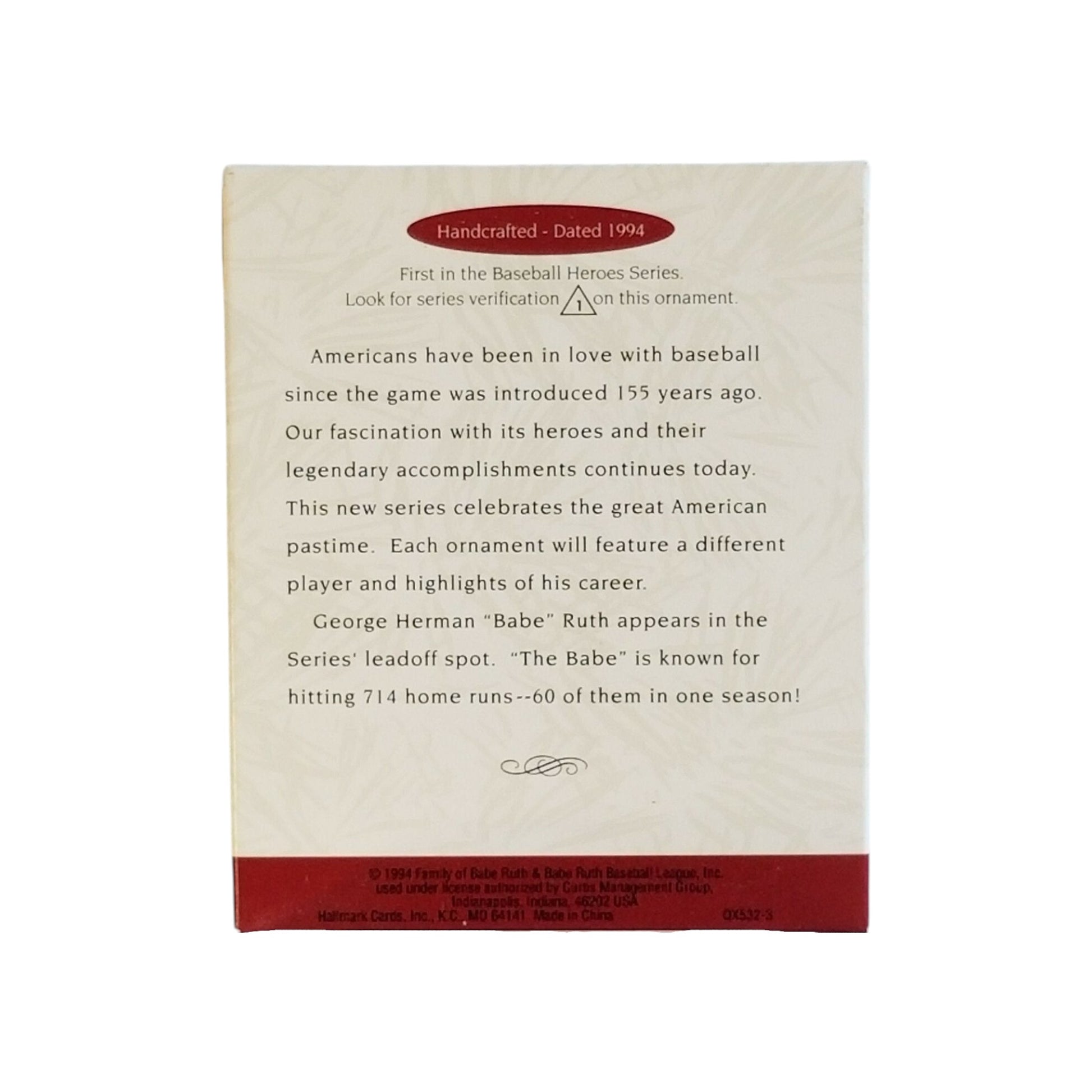 1994 Babe Ruth Hallmark Ornament (Baseball Heroes) QX5323 Image6