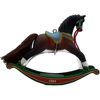 1994 Dark Brown - White Stockings Hallmark Ornament (Rocking Horse) QX5016