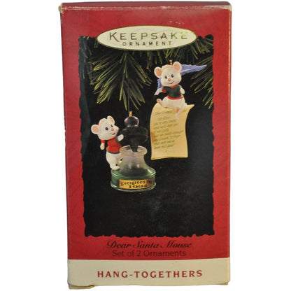 1994 Dear Santa Mouse - Set of 2 Hallmark Ornament (Mouse) QX5806