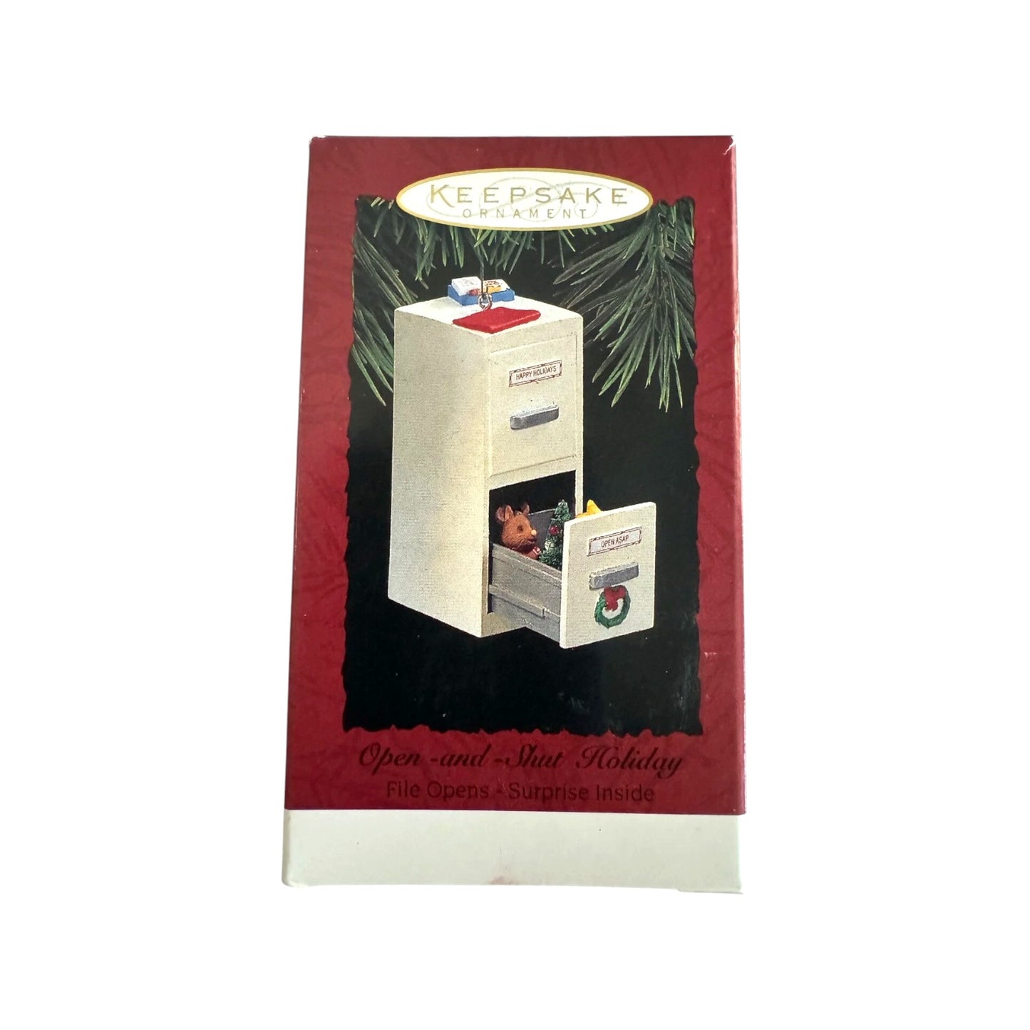 1994 Open - and - Shut Holiday Hallmark Ornament (File Opens - Surprise Inside) QX5696 Image2