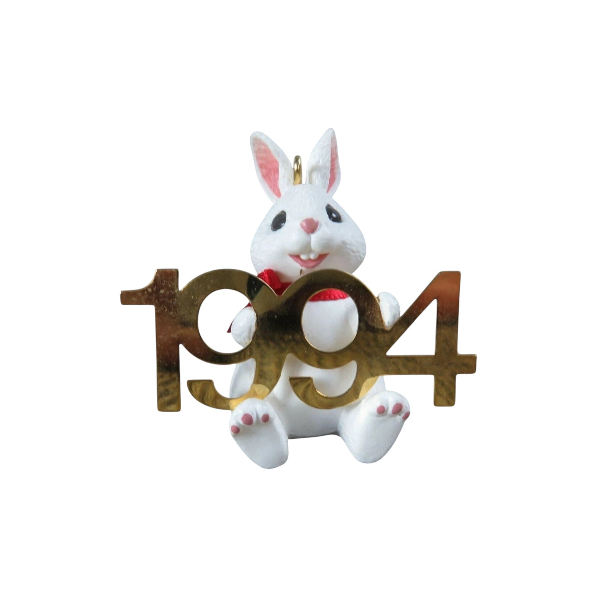 1994 Rabbit with Brass 1994 Hallmark Ornament (Fabulous Decade) QX5263 Image1